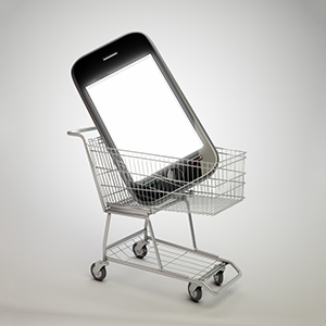 Buying-a-phone-shopping-trolley-illustration